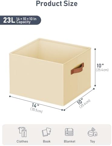 10 Pack Large Closet Storage Baskets Bins for Shelves, Collapsible Fabric Closet Organizers and Storage with Polyester Handles, Decorative Baskets for Organizing Clothes, Towels, Linen Closet 14"x10" - Image 6