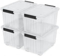 4-Pack 50 Quart Plastic Storage Bins Wheels & Latching Lids by Xeabia