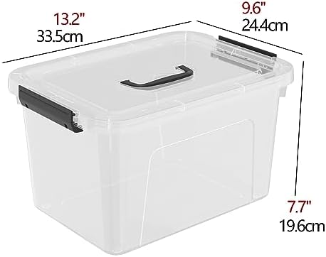 12 Qt Clear Tote Box, Plastic Storage Bin with Lid & Handle Set of 6 - Image 2