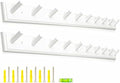 2PCS Coat Rack Wall Mounted, Long 38'' Wooden Wall Coat Hooks with 10 Pegs, Wall Peg Rail Hangers for Hanging Towels, Hats, Backpacks, Clothing, Caps(White) by muukinghouse