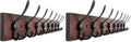 Kuhome 32.2'' Large Coat Rack Wall Mount Coat Hooks Coat Hanger with 8 Metal Black Triple- Hooks Brown Pine Real Wood Plank Hat Rack for Wall Hooks for Hanging Coat Hat Jacket (Pack of 2) by Kuhome