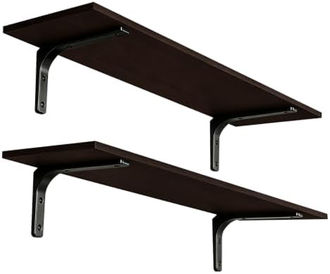 DINZI LVJ Long Wall Shelves, 39.4Inch Wooden Wall Mounted Shelves, Set of 2 by DINZILVJ