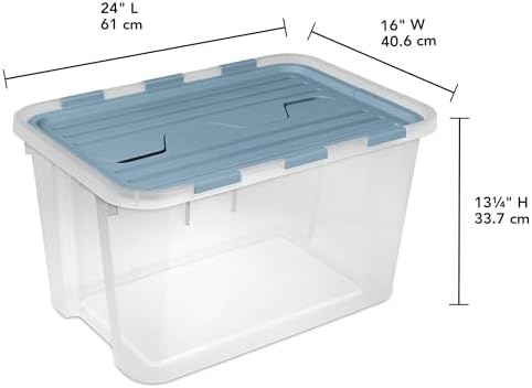SteriliteHinged Lid Storage Box Plastic Container, 60 Quart, 6 Pack - Image 2
