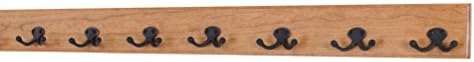 Solid Cherry Wall Mounted Coat Rack - Oil Rubbed Bronze Double Style Coat Hooks - Made in the USA (Cherry, 36" x 3.5 with 7 Hooks) by PEG+AND+RAIL