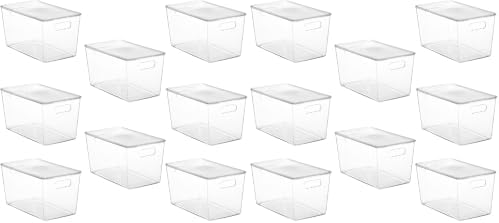 Vtopmart 16 Pack Clear Stackable Storage Bins with Lids, XLarge by Vtopmart