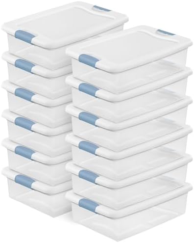 Sterilite Latching Box with Lids for Home and Office, 32 Quart, 12-Pack by Sterilite