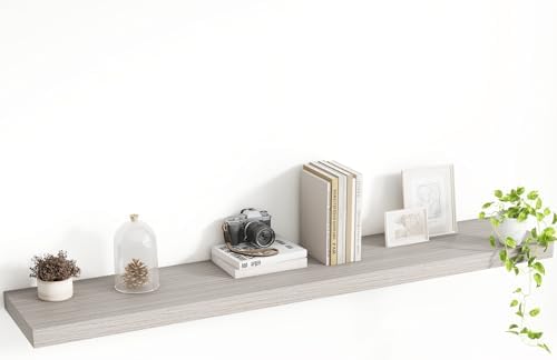 Acovy 48 Inch Floating Shelves, 8 Inch Deep Floating Shelves for Wall, Hanging Shelf with Invisible Brackets, Deep Shelves for Bathroom, Bedroom, Living Room, Grey, Set of 1 by Acovy