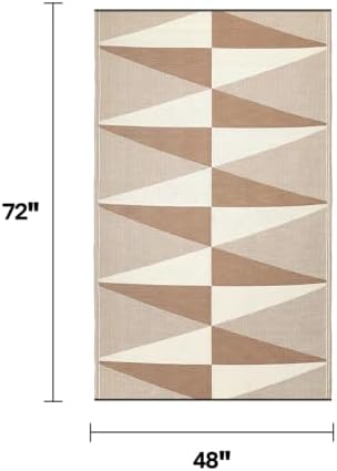 Fab Habitat Geometric Modern Minimalist Outdoor Rug - Waterproof, Crease-Free Fade Resistant, Reversible - Recycled Plastic - Patio Porch Balcony Deck Yard Garden - Tuscon Natural - 4x6 ft - Image 2