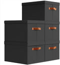 Homsorout Storage Bins with Lids - Large Fabric Closet Bins with Lid, 5 Pack Clothes Organizers and Storage, Collapsible Stackable Cube Basket for Home, Office, Dorm, Black by Homsorout
