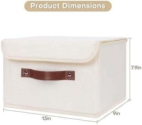 ANMINY Fabric Storage Box Bins with Lids, Beige, 13"x9"x7.9", 4 Pack - Image 5
