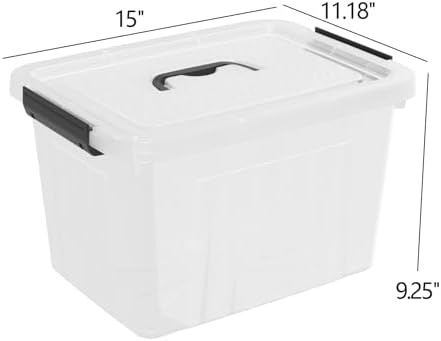18 Quart Clear Storage Latching Bin with Lids, Plastic Box with Lid and Handles, 4 Packs - Image 2