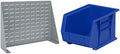 Akro-Mils 28"x8"x20" Steel Louvered Panel Work Bench Storage Rack with 6-Pack of 11 x8 x7 AkroBins Stackable Plastic Storage Bins (Blue), Organization Bundle for Garage, Workshop, Classroom by Akro-Mils
