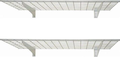 Hyloft 00630 2-Pack Heavy Duty Steel Wall Garage Shelving, 48-Inch X 24-Inch Wall Mounted Shelves for Garage Storage, Low-Profile Brackets, Max Shelf Load 150 Pounds, White Powder Coated Finish by Hyloft
