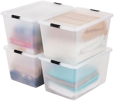 IRIS USA 4-Pack 55 Quart Clip Box with Latching Lid by IRISUSA