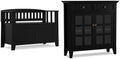 SIMPLIHOME Acadian Storage Bench and Cabinet Set in Black by SimpliHome