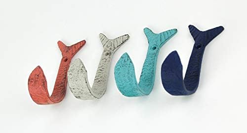 Set of 4 Decorative Wall Hooks, Coastal Coral Flipping Fish, 4 Inch Long - Image 3