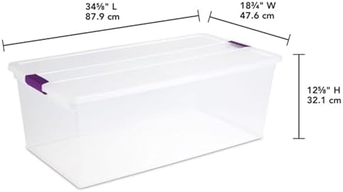 Sterilite 4-Pack 110 Quart ClearView Latch Box, Stackable Organizer Bins with Latching Lids - Clear Plastic Organization Containers for Closet, Bedroom, Shelving Units and Everyday Home Storage - Image 3