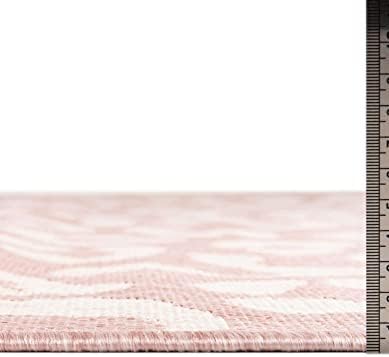 Unique Loom Outdoor Safari Collection Area Rug - Leopard (7' 10" x 11' Rectangle, Pink Ivory/ Ivory) - Image 5
