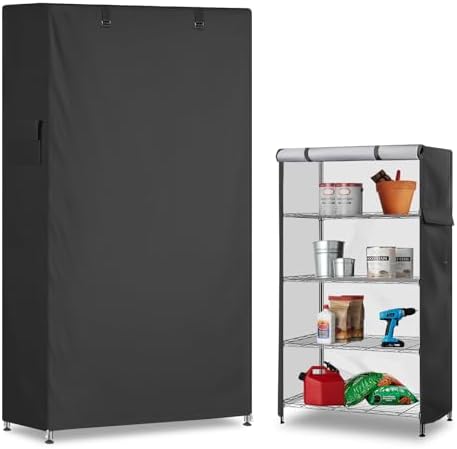 Storage Shelf Cover,Outdoor Heavy Duty 600D 48''W x 18''D x 72''H Dustproof Waterproof Shelf Covers for Wire Shelving,Storage Rack Cover with Zipper by Dalema