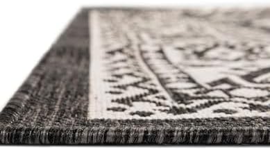 Rugs.com - Outdoor Aztec Rug – 5 Ft Octagon Charcoal Gray Washable Indoor/Outdoor Rug – Flatweave Geometric Design for Patios, Decks, and Porches - Image 6