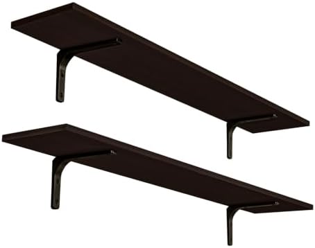 DINZI LVJ Long Wall Shelves, 47.3Inch Wooden Wall Mounted Shelves, Set of 2 by DINZILVJ
