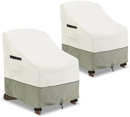 Patio Adirondack Chair Cover 2 Pack,Waterproof Heavy Duty Outdoor Chair Covers,Patio Adirondack Chair Cover for Outdoor Chair(28 W x 33 D x 36 H inches),Beige by LSongSKY