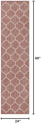 Unique Loom Outdoor Trellis Collection Area Rug (2' x 8' Runner Rust Red/Ivory) - Image 2