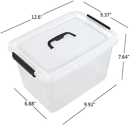 6-pack Latch Storage Boxes with Lids and Handles, Clear Plastic Box Bin, 10 Liters - Image 3
