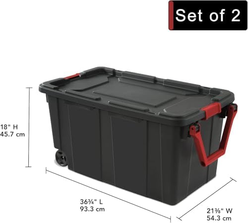 Storage Bins 40 Gallon Heavy-Duty Plastic Storage Bins, Container Totes with Durable Lid and Secure Latching Buckles, Stackable, Tough Storage Containers for Garage and Metal Rack Organizing 2 Pack - Image 2