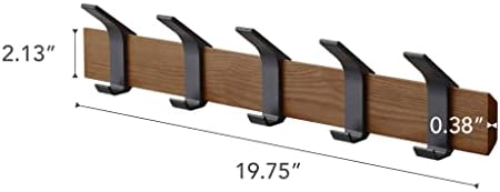 YAMAZAKI Home Wall-Mounted Coat Hanger Brown Steel + Wood One Size Walnut - Image 7