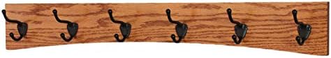 Oak Curved Back Wall Mounted Coat Rack - Bronze Hooks - Made in The USA (Burnt Orange, 30.5" x 4.5" - 6 Hooks) by PEG+AND+RAIL