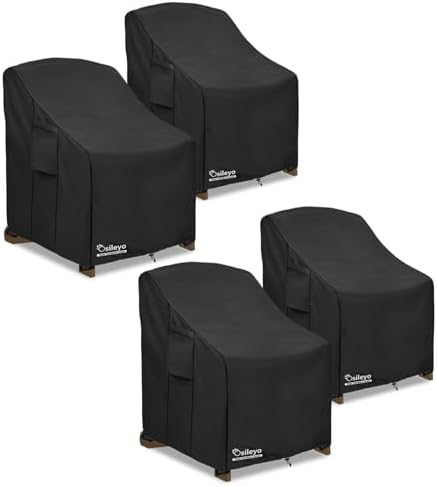 Patio Chair Cover 32W x 35D x 36H inches,Waterproof Heavy Duty Outdoor Furniture Covers for Patio Adirondack Chair 4 Pack（Black） by Osileyo