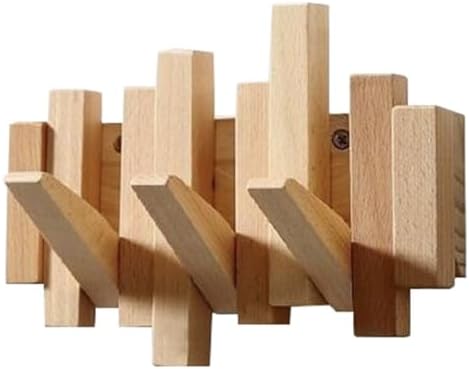 Wooden Coat Hooks Wood Wall Mounted Piano Coat Rack Flip Down Hook Rack Coat Rack Wall MountMulti Functional Space Saving Wall Organizer(Beech,22.8cm/9") by Unknown