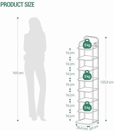 Hzuaneri 8 Tiers Vertical Shoe Rack, Tall Shoe Shelf with 2 Hooks - Image 2