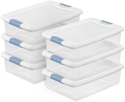 Sterilite Latching Box with Lids for Home and Office, 32 Quart, 6-Pack by Sterilite