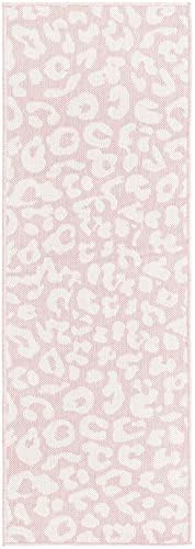 Unique Loom Outdoor Safari Collection Area Rug - Leopard (2' x 6' 1" Runner, Pink Ivory/ Ivory) - Image 3