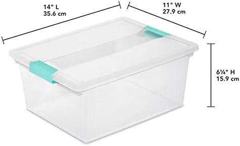 Sterilite Deep Clip Box, Clear Storage Bin with Latching Lid, 4 Pack - Image 2