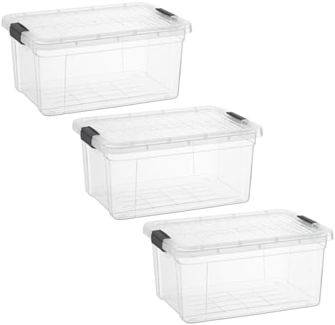 Superio 11 Quart Clear Plastic Storage Boxes with Lids, Stackable Organizer Containers, BPA-Free Storage Bins for Home, Office, School & Dorm, 3 Pack by Superio