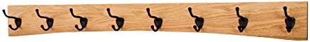 Oak Curved Back Wall Mounted Coat Rack - Bronze Hooks - Made in The USA (Natural, 41" x 4.5" - 8 Hooks) by PEG+AND+RAIL