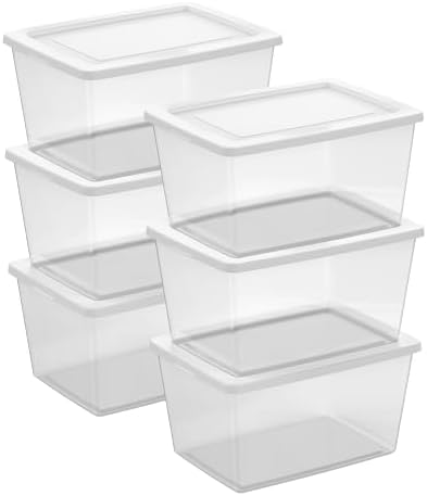 Sterilite Clear Storage Box Stackable Tote, 58 Quart, 6-Pack by Sterilite