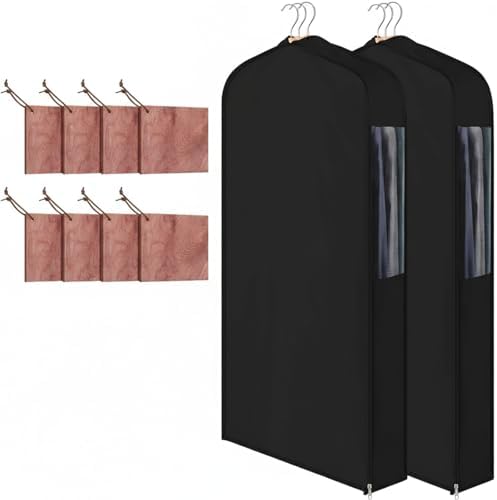 Briwooody Cotton Garment Bags, 2 Sets,Moth Protection,40 x 24 x 6 in, Black by Briwooody