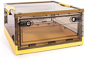Best Home Fashion 3 packs Storage Bins Side Opening, Stackable Lid Collapsible, Foldable, Easy Tidy Up with Storage Box, Ideal for Home & Office Organization Storage Cube (Medium, Yellow) - Image 2