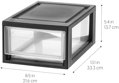 IRIS USA 8-Pack, 6 Qt. Small Stacking Drawer Storage Organizer, Black - Image 3