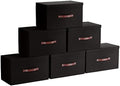 Ornavo Home 6 Pack Collapsible Storage Bins with Lid, 16.5x11.8x7.5, Black by OrnavoHome
