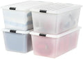IRIS USA 4-Pack 91 Qt Stackable Storage Bins with Lids, Pearl by IRISUSA