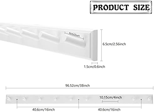 2PCS Coat Rack Wall Mounted, Long 38'' Wooden Wall Coat Hooks with 10 Pegs, Wall Peg Rail Hangers for Hanging Towels, Hats, Backpacks, Clothing, Caps(White) - Image 3