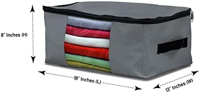 Covers & All Storage Bags, 90 litres Large size Space Saver bags Heavy Duty Storage Organizer Multipurpose, 12 Oz Waterproof UV-Resistant & Tear-Proof (Pack of 5, Grey) - Image 2