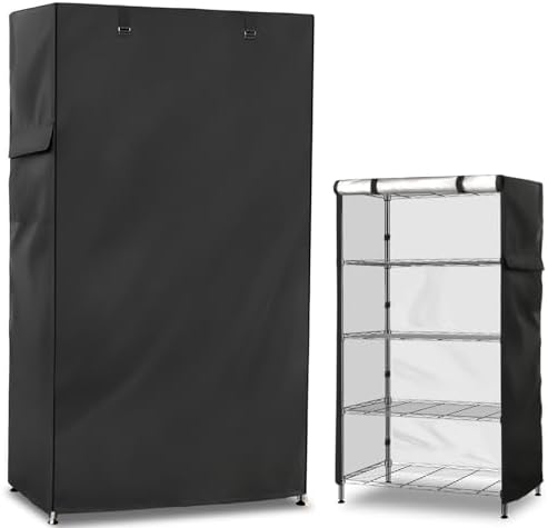 Wire Shelf Cover,600D Heavy Duty 100% Waterproof Shelf Covers for Wire Shelving,Outdoor Storage Shelves Cover for Metal Rack,36" W x 14" D x 54" H,Black by Unknown