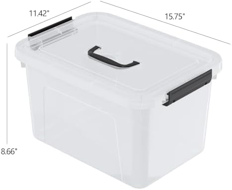 20 Quarts Stackable Plastic Storage Latches Box with Lid, Clear Latching Storage Bin with Handle, 4 Packs - Image 2
