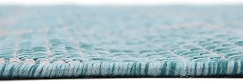 Unique Loom Outdoor Trellis Collection Area Rug - Trellis (Round 13' 0" x 13' 0", Aquamarine/ Gray) - Image 5
